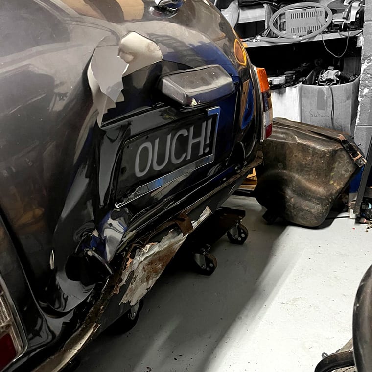 Crash damage at the rear